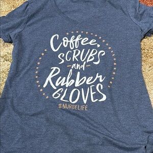 DISTRICT Coffee Scrubs Rubber Gloves Medium Blue Short Sleeve Tee for Nurses
